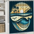 thumbnail image 6 of Orinice Sunset Beach Retro Vibes Bathroom Decor Set with Hooks, Colorful Luxurious Graphic Print Polyester Fabric Shower Curtain Set 36x72, 6 of 7