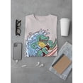 thumbnail image 3 of Cool Surfer Crocodile T-Shirt Men -Smartprints Designs, Male Large, 3 of 4