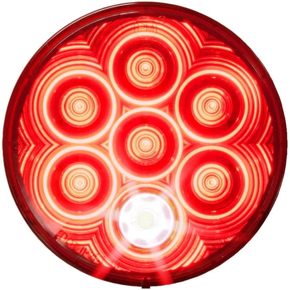 Red 4" Round 7 LED  Stop Turn Brake Truck Trailer RV White LED Reverse Light