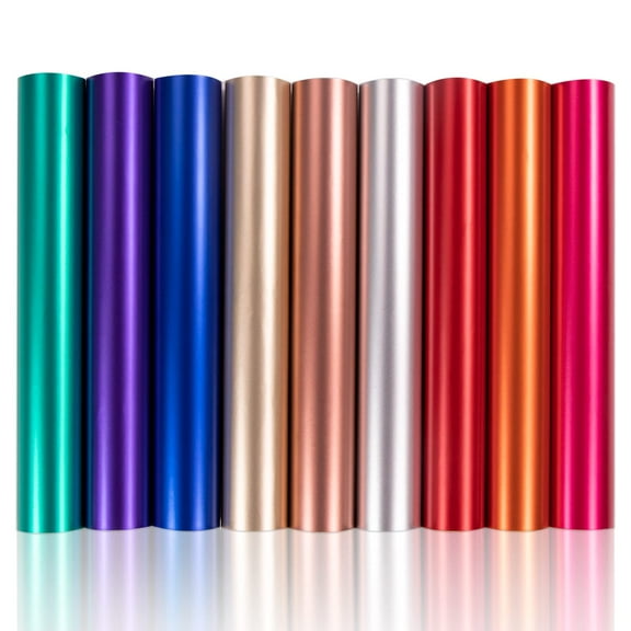 Matte Metallic Permanent Vinyl Sheets 12x12 Inch 9 Pack: Premium Adhesive Vinyl for Cutting Machines, Silhouette Cameo, Cricut Explore Air 2, Multicolor