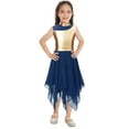 thumbnail image 3 of Alvivi Big Girls Metallic Liturgical Praise Dance Dress Church Robe Color Block Worship Dancewear Navy Blue 10, 3 of 7