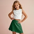 thumbnail image 5 of Girls Golf Skirt, Athletic Tennis Skirts with Shorts Solid Color High Waisted Skorts for Workout Long Skirt Green 11Y, 5 of 9