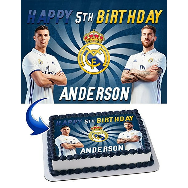 Real Madrid Cristiano Ronaldo Sergio Ramos Edible Cake Topper Personalized 1 2 Size Sheet Decoration Party Birthday Sugar Frosting Transfer Fondant Image Walmart Com Walmart Com