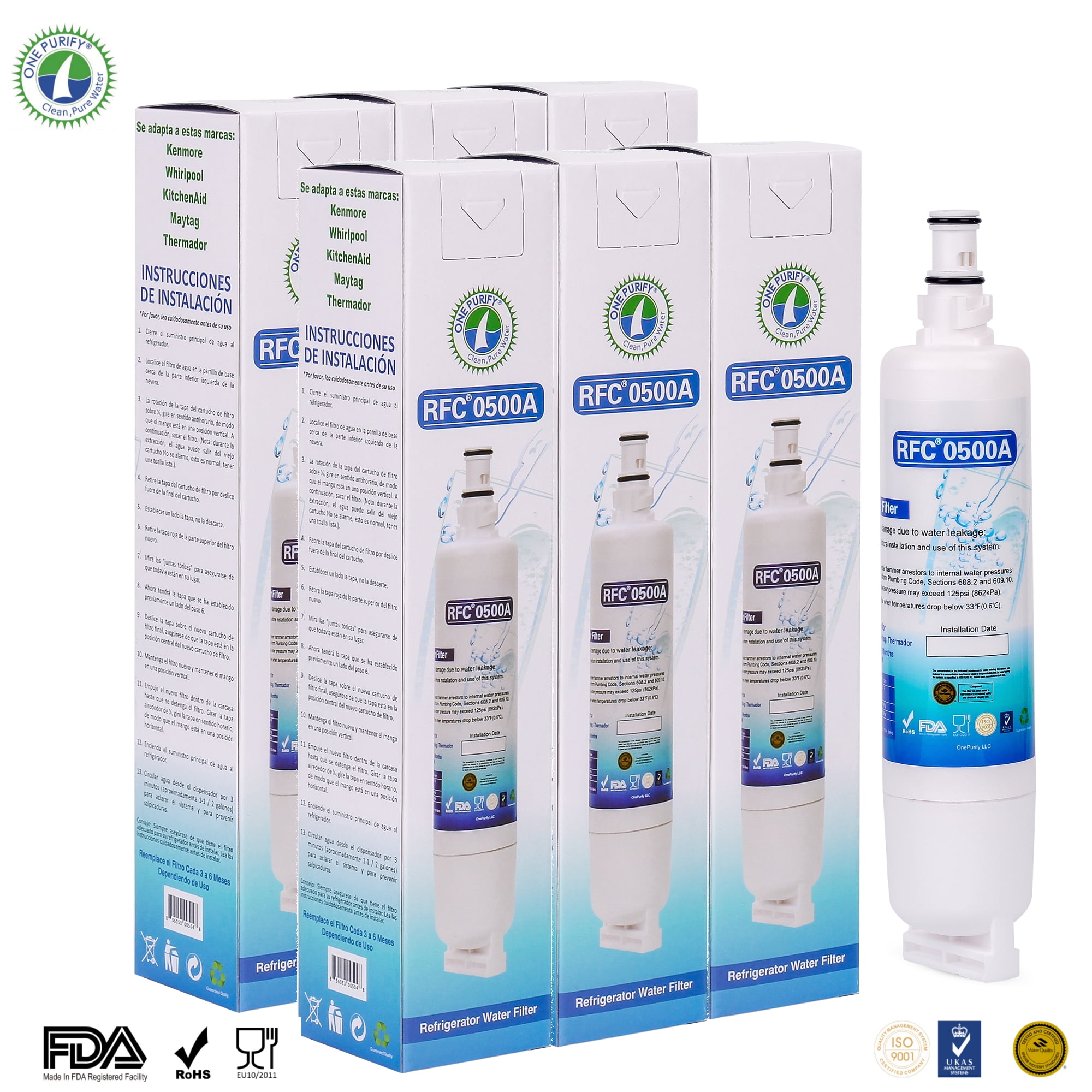 OnePurify RFC0500A 4396508 Filter 5 Compatible Refrigerator Water