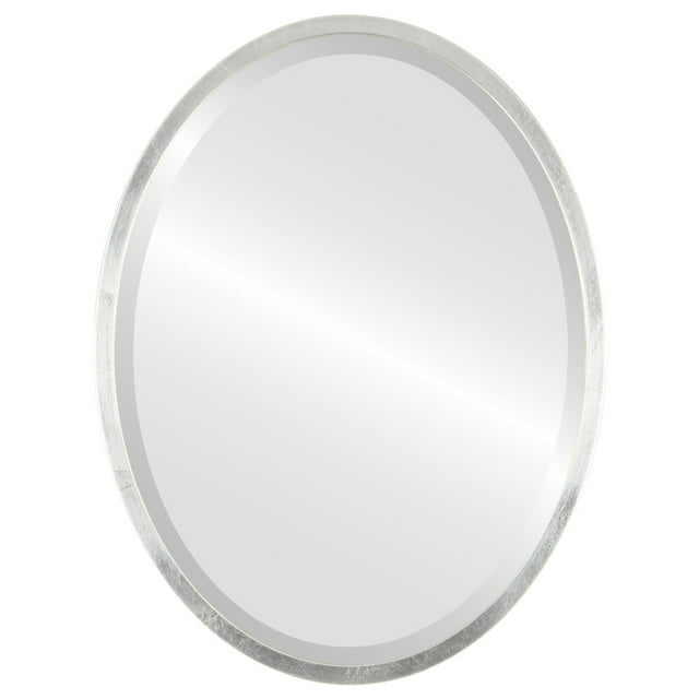 London Framed Oval Mirror - Silver Leaf Brown - 25" x 31"