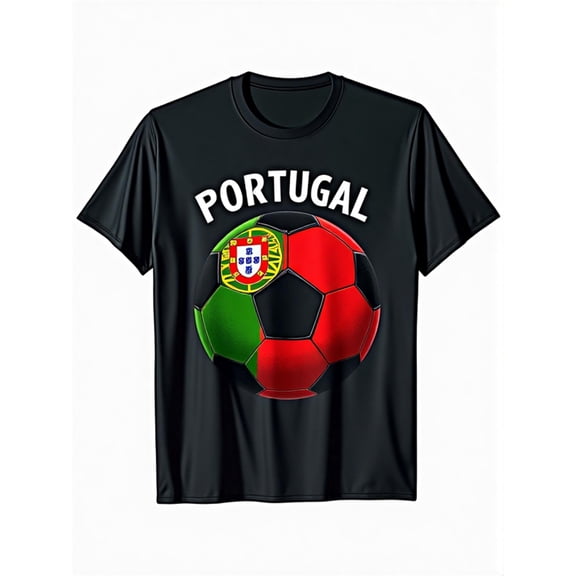 Portugal Soccer Football National Flag Graphic Tee Retro Sporty Athletic Short Sleeve T-Shirt for Men Women Fans