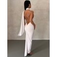 thumbnail image 1 of Halter Backless Maxi Dresses For Women Summer 2023 Elegant Mermaid Long Party Evening Dress Bandage Ruched Bodycon Dress WhiteS Gao Jinjia LED, 1 of 2