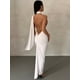 thumbnail image 1 of Halter Backless Maxi Dresses For Women Summer 2023 Elegant Mermaid Long Party Evening Dress Bandage Ruched Bodycon Dress WhiteL Gao Jinjia LED, 1 of 2