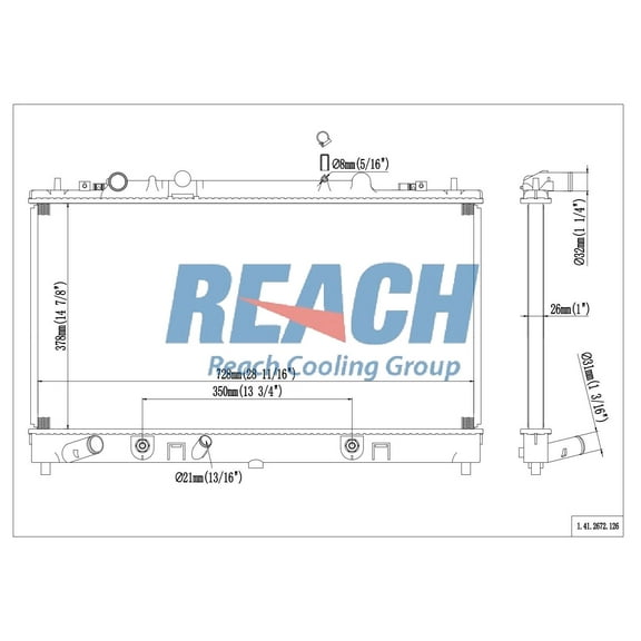 REACH 41-2672 Radiator for 08-03 Mazda 6, Automotive Radiator Replacement Part