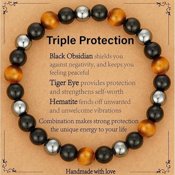 Obsidians Beaded Bracelet With Magnetic Closure Tigers Eye Adjustable Design