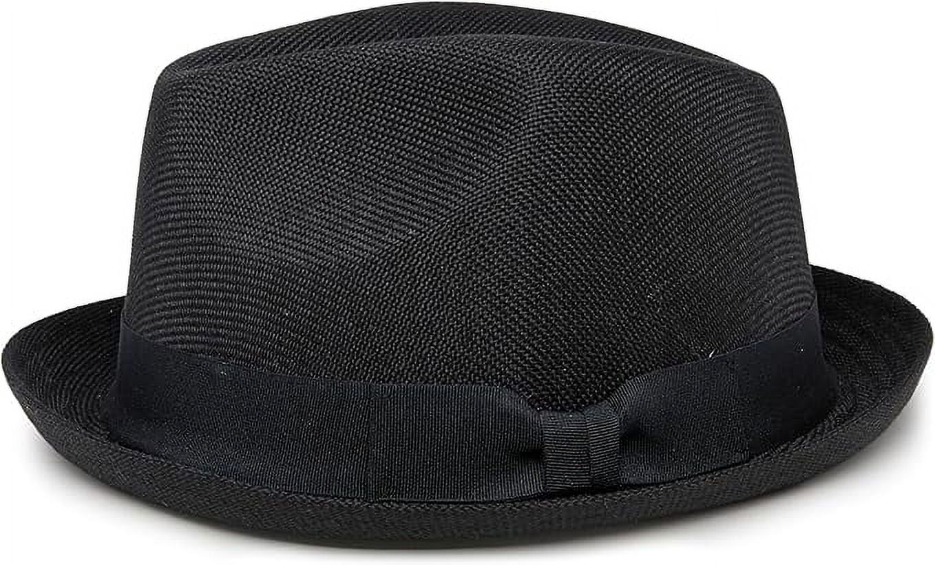 Funky Junque Lightweight Porkpie Fedora Sun Hat - Black (Small/Medium)