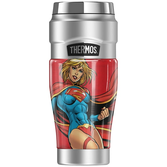 Superman Supergirl Character THERMOS STAINLESS KING Stainless Steel Travel Tumbler, Vacuum insulated & Double Wall, 16oz