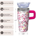 thumbnail image 3 of Reusable 20oz Geometric Textured Handle Tumbler, Stainless Steel Double Wall Travel Mug, Insulated Leak Proof Coffee Cup, 3 of 5