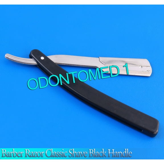 OdontoMed2011 Classic Straight Barber Edge Razor Folding Shaving Men Shaver Double Black With 10 Blades