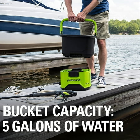 Greenworks - 800 PSI 40-Volt Cordless Bucket Pressure Washer (Battery not Included) - Black/Green