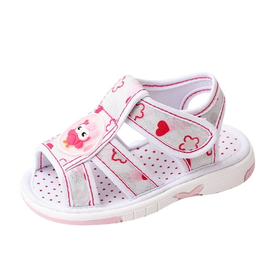 Xfvqtps Baby Boys and Girls Squeaky Shoes Bird Lightweight Flat Bottom Non Slip Open Toe Breathable Soft Infant Cotton Sandals Summer Casual Comfortable Toddler Baby Called Shoes White