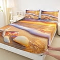 thumbnail image 4 of jejeloiu Sunset Beach Shell Bed Sheets Kids,Coastal Print King Sheets For Boy,4-Piece, 4 of 6