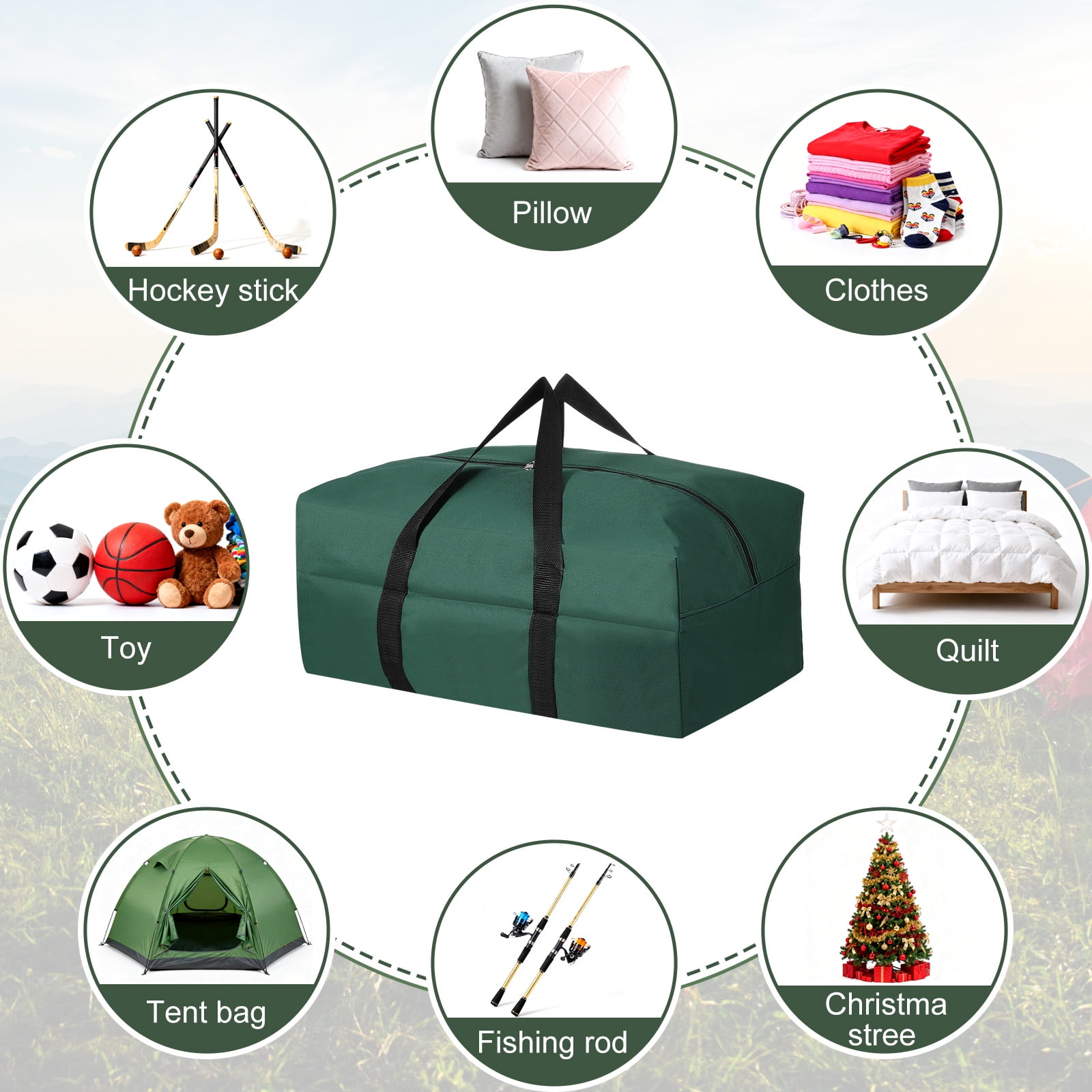 Uxcell Storage Duffle Bag, Zippered Duffel Bag for Travel 24 Inch & Black -Fitting for (Outdoor/Travel/Tent/Sports)