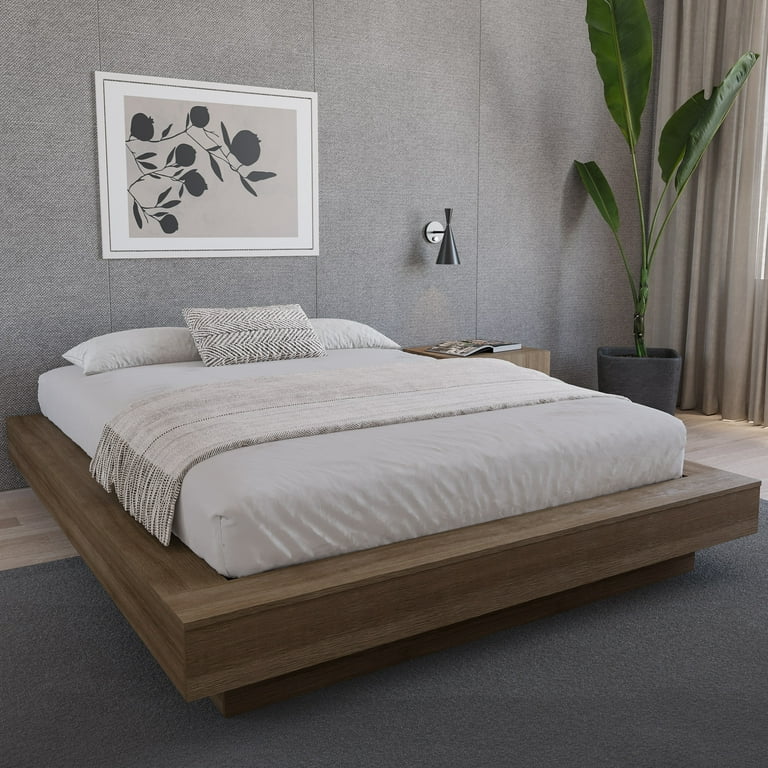 Nexera Marconi Platform Bed Frame - Queen Size, Oak - Walmart.com
