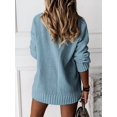 thumbnail image 5 of Women'S Loose Sweater V Neck Long Sleeve Shirt Casual Autumn and Winter Tops Blue S, 5 of 6