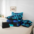thumbnail image 5 of Feelyou Cartoon Pixelate Miner Twin Bedding Sets 7-Piece, Blue Square Abstract Bedding Comforter Set, Fashion Honeycomb Reversible Sheet Sets, Breathable Home Decor, 5 of 7