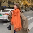 thumbnail image 2 of JTVOVO RUNMEIFA New Luxury Brand Women's Summer Thin Shawl Cashmere Pure Color Fringed Hijab Bandana Headscarf Winter Scarf, 2 of 5