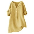 thumbnail image 2 of Women's T-shirts Loose Button Shirt Top Stand Solid Color Medium Sleeve Collar Casual Women's Shirt Women's Shirt T-shirts, 2 of 4