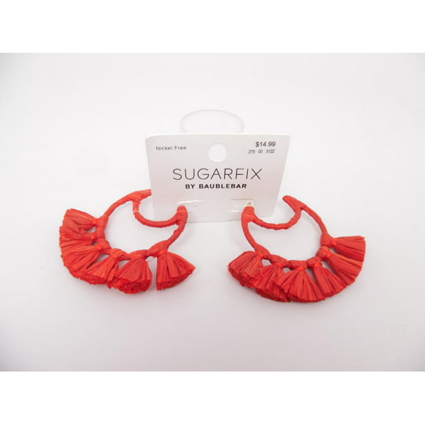 SUGARFIX by BaubleBar Crescent Moon Tassel Earrings - Red - Nickel