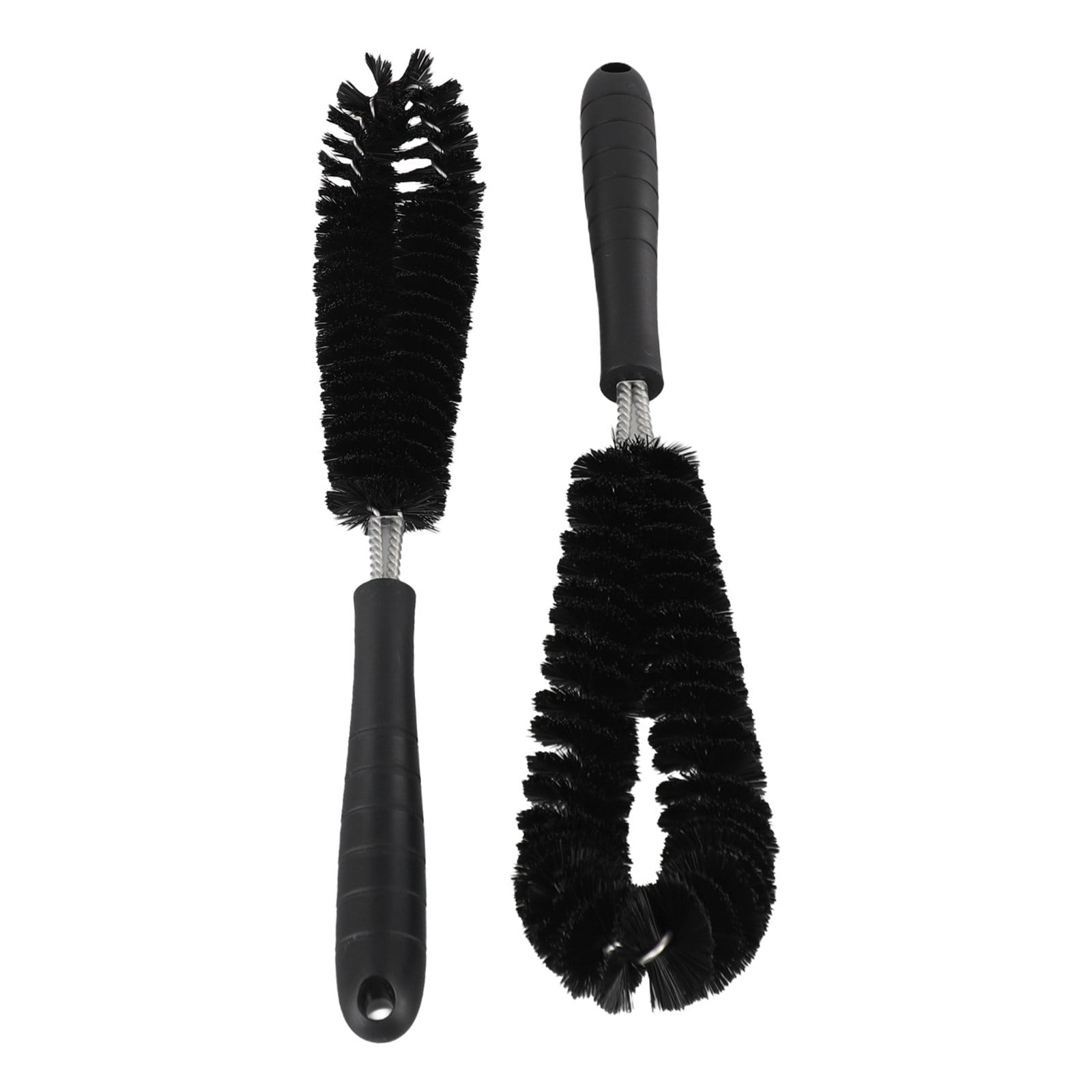 Simple Handle Cup Brush Long Soft Bristle Cleaning Tool for Bottles Tires Wheels Kitchen Automotive 36cm Black 2 Pack