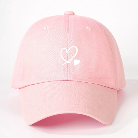 WQNVRNR Heart Print Baseball Cap- Sun Hat Curved Bill Adjustable Snapback Men & Women Outdoor Headwear Pink Size Free Size