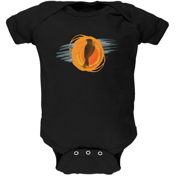 Halloween Raven in a Harvest Moon Abstract Soft Baby One Piece Black 18-24 M