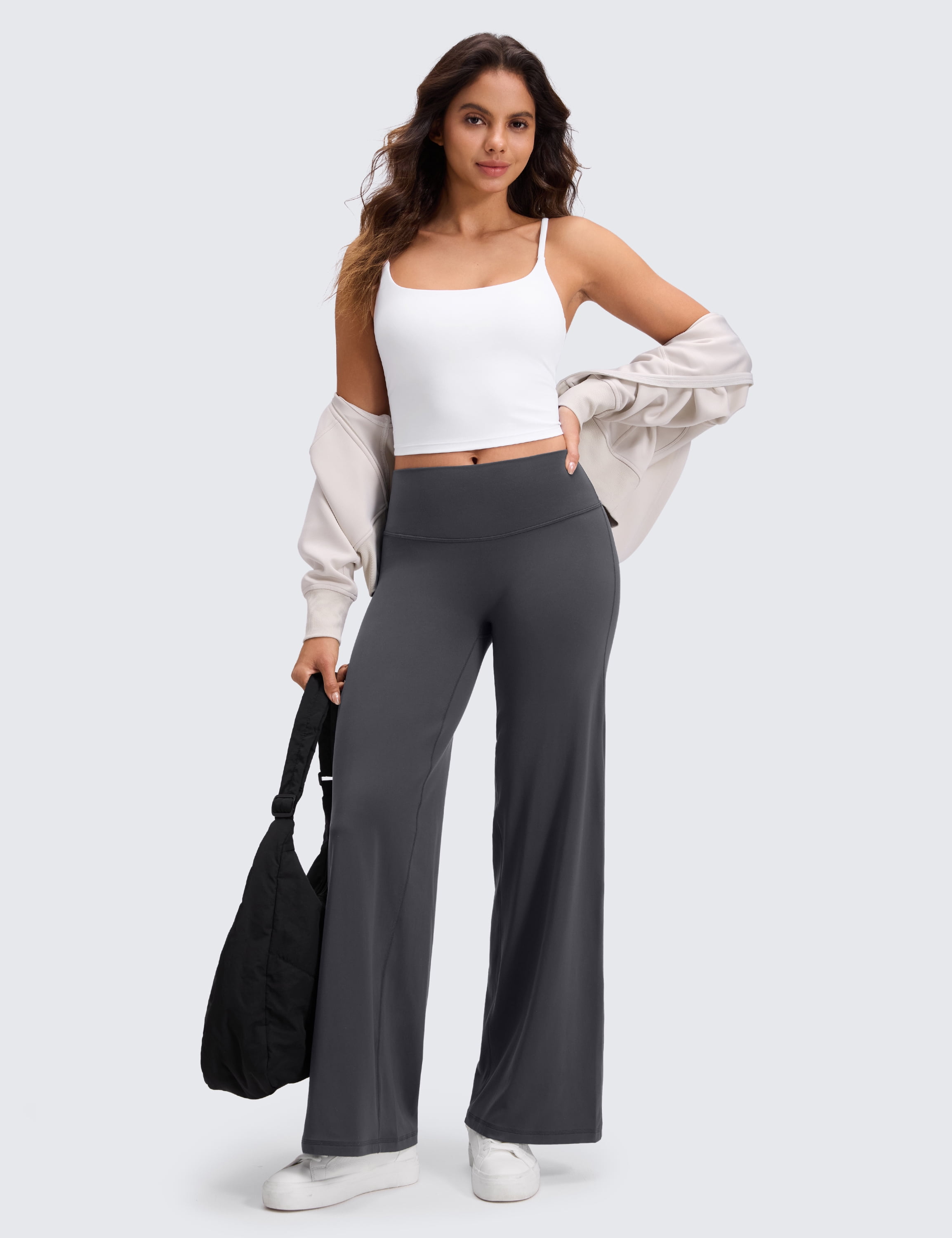 CRZ YOGA Softretch No Front Seam Wide Leg Pants for Women High Waist Yoga Leggings Lounge Buttery Soft