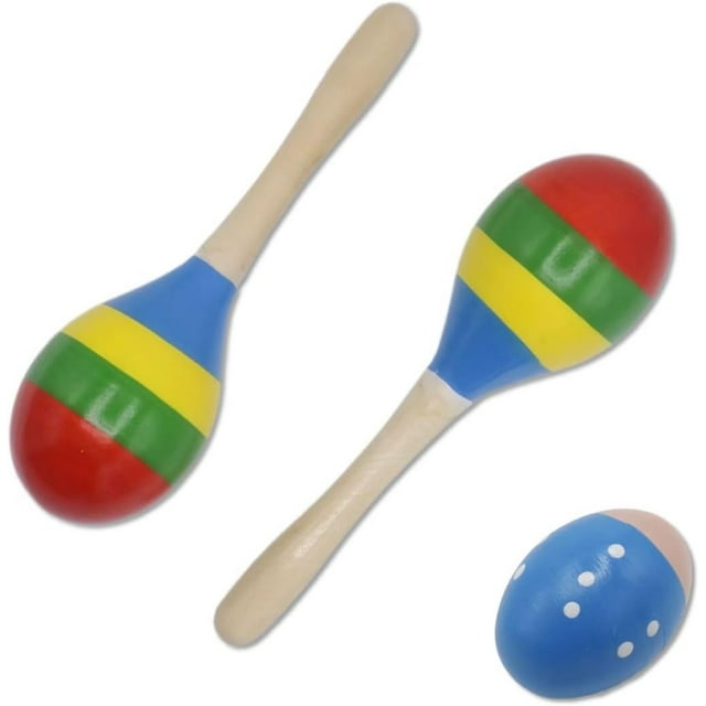 Lot de 2 maracas en Bois Colorés, instruments de percussion à Manivelle pour Adultes (instruments de Fête Rythmée).,B