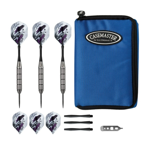 Viper Underground Raven Steel Tip Darts 25 Grams and Casemaster Select Blue Nylon Dart Case
