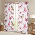 thumbnail image 2 of Feelyou Girly Pink Butterfly Blackout Curtains Set of 2 (52x84 Each), Fashion Watercolor Animal Window Curtains, Groovy Flower Floral Curtains and Drapes, Blackout Curtains Room Decor, 2 of 6
