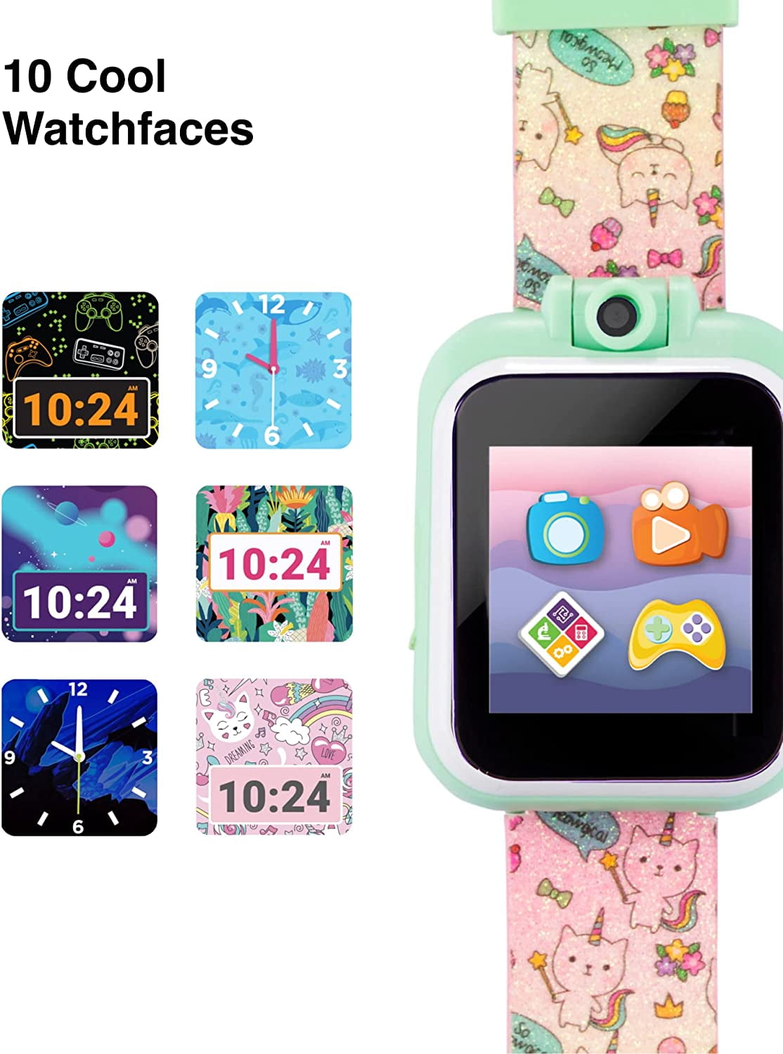 PlayZoom 2 Kids Smartwatch - Video Camera Selfies STEM Gift for Kids (Tie Dye Cats and Ice Cream)