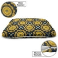 thumbnail image 3 of Ethnic Pet Bed, Rhythmic Sun Symbol Flowers Motifs in Bicolored Illustration Print, Resistant Pad for Dogs and Cats Cushion with Removable Cover, 24" x 39", Marigold Dark Violet Blue, by Ambesonne, 3 of 4