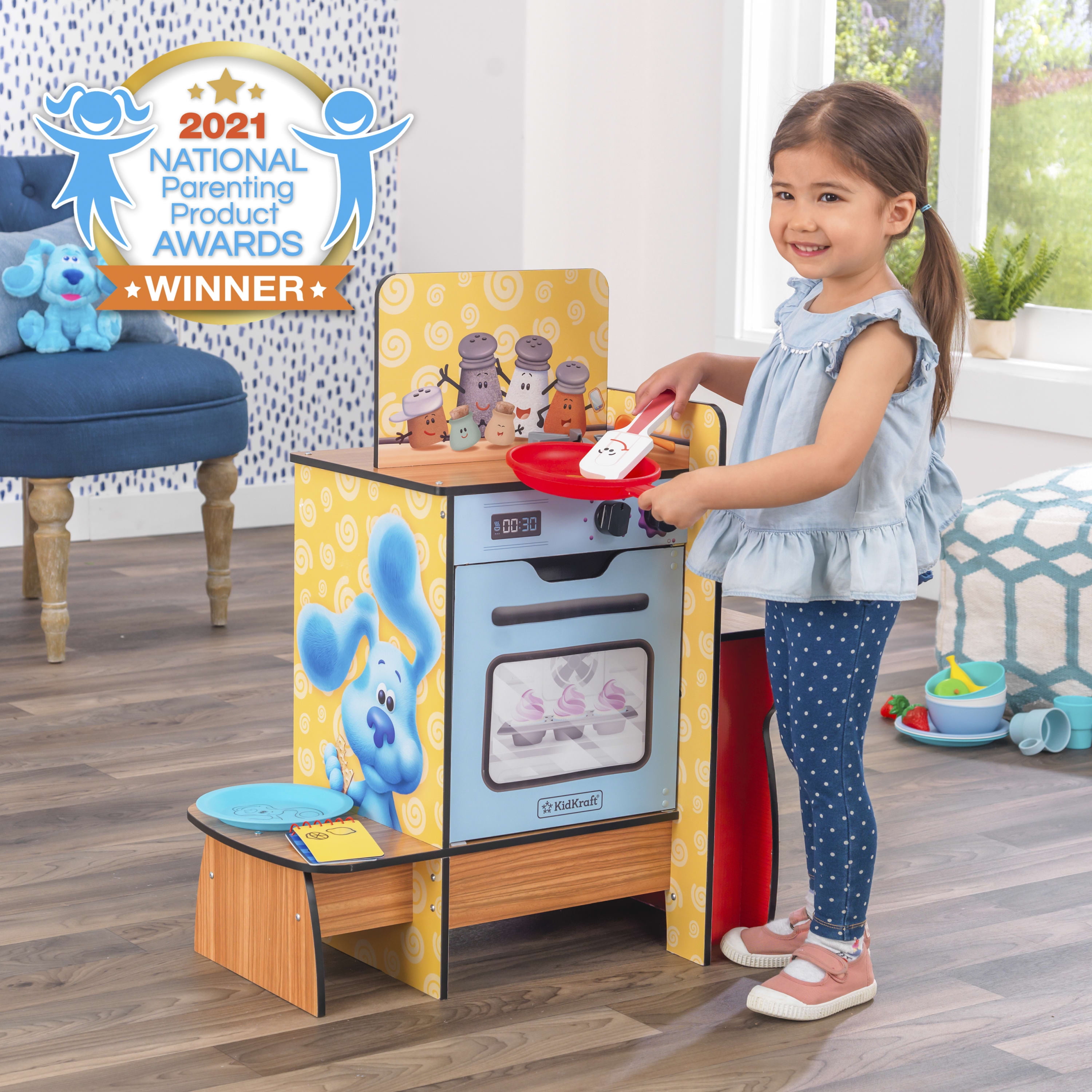 KidKraft Blue's Clues & You! Cooking-Up-Clues Wooden Play Kitchen & Handy Dandy Notebook