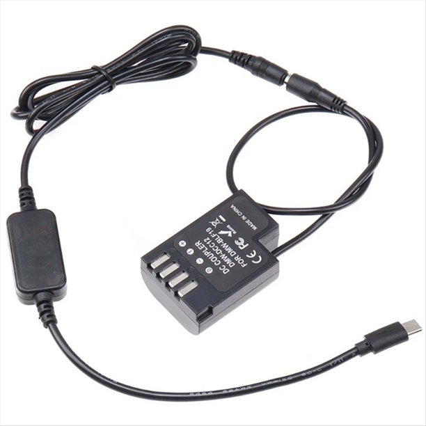DMW-BLF19E Batería Falsa DMW-DCC12 Totalmente Decodificada+Línea de Regulación de Voltaje USB-4017 de 8,7 V
