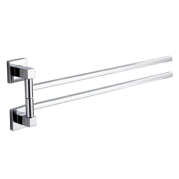Toallero Giratorio de 2 Barras para Baño, Soporte de Pared para Cocina, Ahorra Espacio, Organizador de Toallas de Aluminio.