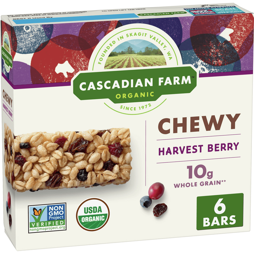 Cascadian Farm Organic Harvest Berry Chewy Granola Bars, 6 ct, 7.4 oz