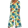 thumbnail image 2 of Mifsaly Floral Print Jumpsuits for Women V-Neck Short Sleeve Wide Leg Jumpsuit Casual Summer Vacation Tropical Resort Clothes with Pockets L, 2 of 5