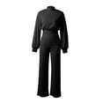 thumbnail image 6 of aidice Dressy Jumpsuits for Women Office High Neck Long Sleeve Fitting Zip Button Comfy Workwear Pants Rompers, 6 of 7