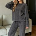 thumbnail image 6 of Gamivast Women's Fuzzy Fleece Pajama Set Cable Knit Long Sleeve Crewneck Top Pants Sleepwear Cozy Loungewear Winter Warm 2 Piece Sweatsuit, 6 of 7