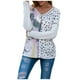 thumbnail image 2 of ICHUANYI Liquidación Moda Mujer Casual Suelto Cuello En V Corbata Costura Impreso Tops De Manga Larga ICHUANYI WER202308247257, 2 of 8