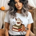 thumbnail image 2 of Cozy Books and Cocoa Shirt | Cute Gingerbread Reading Tee, Dark Heather, Size 3XL, 2 of 6