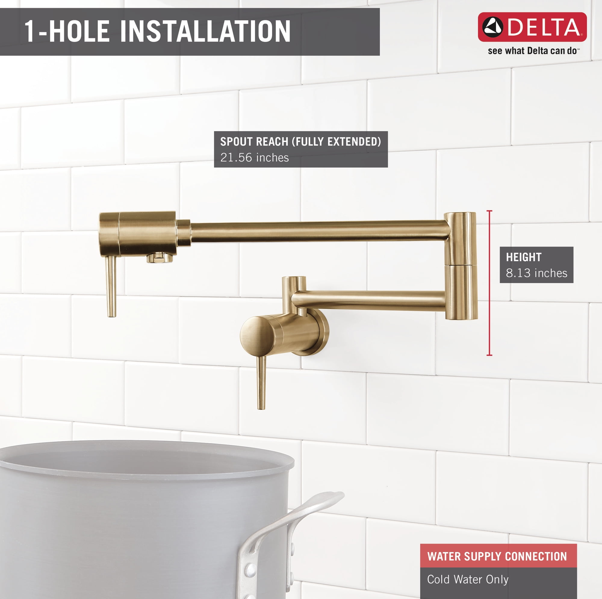 Contemporary Wall-Mount Pot Filler in Champagne Bronze 1165LF-CZ