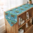 thumbnail image 4 of Bohemia Table Runner Linen Burlap Table Runner 60 Inches Long Tropical Plants Floral Plaid Vintage Rustic Blue Dresser Scarves for Kitchen Island Coffee Dining Room Party Holiday Decoration 13"x60", 4 of 8