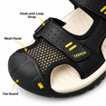 Close Loop Hook Men's Leather Closed-Toe Outdoor Sandals with Hook-and-Loop Straps ...