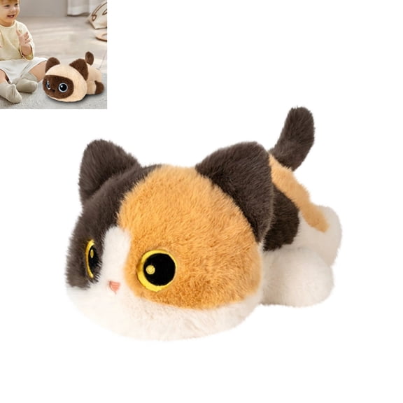 Cute Lying Cat Plush Toy, Adorable Kitten Stuffed Animal Doll, Soft Home Companion Plush Doll for Sofa, Family Interactive Play Toy, Birthday Gift for Kids